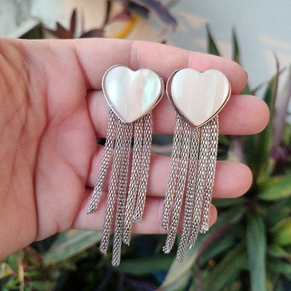 Irridescent Heart Statement Earrings - Picture 8 of 9